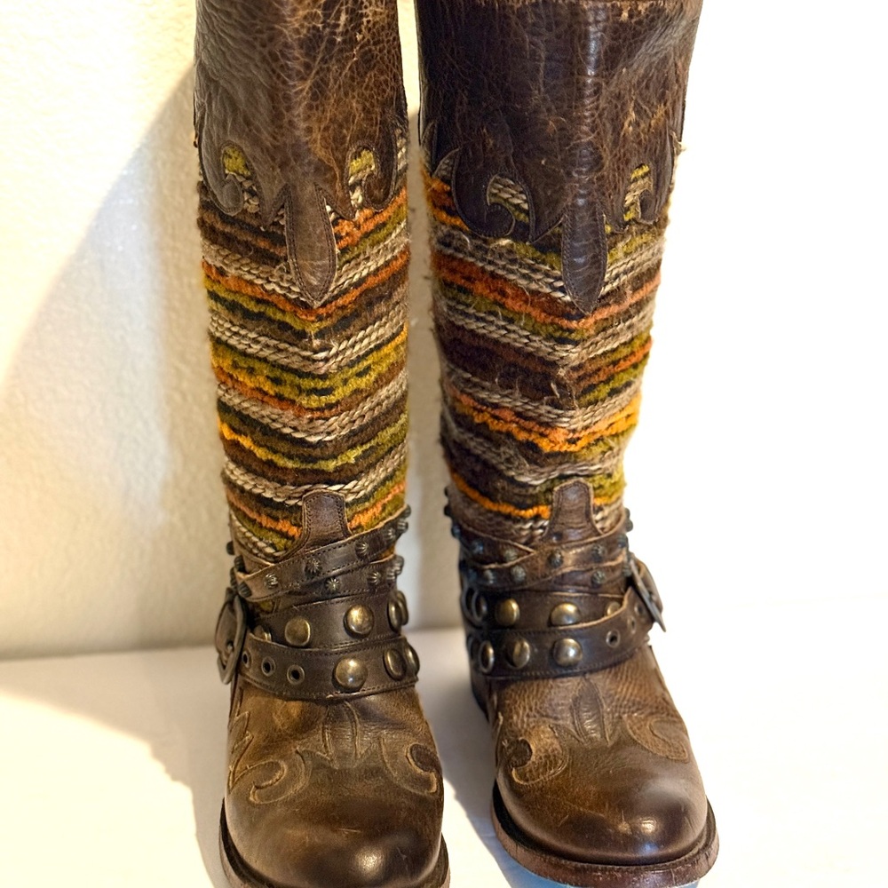 LANE Olive Distressed Leather Western Cowgirl Boots NWT 5.5 - Picture 5 of 12